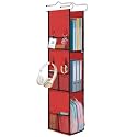 LOVEGRASS 3 Shelf Hanging Locker Organizer with Side Pockets, Red and Black