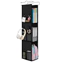 LOVEGRASS 3 Shelf Locker Organizer, Locker Shelf with Side Pockets, Black