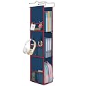 LOVEGRASS 3 Shelf Locker Organizer with Side Pockets, Navy Blue and Red