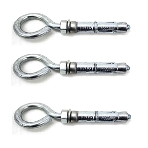lovely 10x125 mm mild steel rawal bolt heavy duty with hook eyelet fan hook size- set of 3