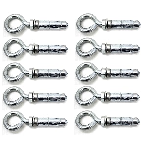 lovely 6x75 mm mild steel rawal bolt heavy duty with hook eyelet size- set of 10