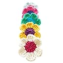 Handmade Multi Coloured Crochet Flowers Appliques Arts and Craft DIY- Set of 10