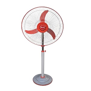 lovely solar fan - dc 12volt 42watt 1634 storm pedestal fan 2 speed red amp grey