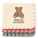 LOVELYPOD Custom Knit Baby Blanket, Embroidered Name Nursery Blanket, Newborn, Cotton Knit Stroller Blanket, Personalized Baby Knit Blanket Gifts01