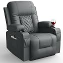 Recliner Chair, Swivel Rocker Recliner with Massage &amp; Heat, Reclining Chair with Cup Holder &amp; Pocket, 360° Swivel Home Theater Seating Lounge Recliner