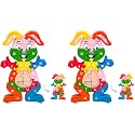 LovesTown Wooden Puzzles for Kids, Double Sided Rabbit Jigsaw with Alphabet &amp; Numbers, Montessori Educational Toy for Toddlers, Chunky Animal Gift (Pack of 2)