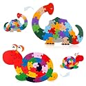LovesTown Wooden Puzzles, Snail & Dinosaur, Double-Sideld