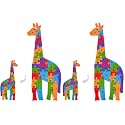 LovesTown Wooden Puzzles for Kids, Double Sided Giraffe Jigsaw with Alphabet &amp; Numbers, Montessori Educational Toy for Toddlers, Chunky Animal Gift (Pack of 2)