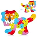 LovesTown Puzzle for Kids, Wooden, 3D Lion Shape