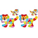 LovesTown Wooden Puzzles for Kids, Double Sided Lion Jigsaw with Alphabet &amp; Numbers, Montessori Educational Toy for Toddlers, Chunky Animal Gift (Pack of 2)