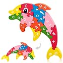 LovesTown Puzzle for Kids, Wooden, 3D Dolphin Shape