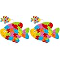 LovesTown Wooden Puzzles for Kids, Double Sided Goldfish Jigsaw with Alphabet &amp; Numbers, Montessori Educational Toy for Toddlers, Chunky Animal Gift (Pack of 2)