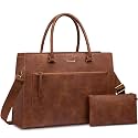 LOVEVOOK Laptop Bag for Women, 15.6 Inch Leather Tote Bag with Cup Holder &amp; Detachable Clutch, Waterproof Professional Briefcase for Office, Business, Teacher, Commuting, Vintage Brown