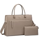 LOVEVOOK Laptop Bag for Women 15.6 Inch Tote Work Bag Leather Computer Briefcase Waterproof Business Teacher Office Bag Handbag with Small Clutch,Light Khaki
