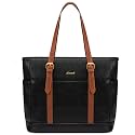 LOVEVOOK Laptop Tote Bag for Women,15.6 inch Vintage Leather Work Tote Bag