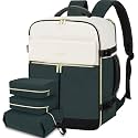 LOVEVOOK Travel Backpack, Carry On Backpack for Women, 40L Flight Approved Personal Item Backpack, Large Water Resistant Luggage Daypack with 3 Packing Cubes, fits 17inch Laptop, Beige-green-black