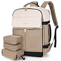 LOVEVOOK Travel Backpack for Women, TSA Carry On Backpack Flight Approved Luggage, 40L Water Resistant Personal Item Daypack Large Weekender Bag fit 17 inch Laptop with 3 Cubes, Beige-khaki-black