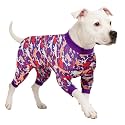 LovinPet Clothes for Pitbulls, Purple and Orange Camo Dinosaur Print, M