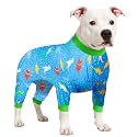 LovinPet Large Dog Pjs, Pet Pajamas, Blue Dinosaur Print, M