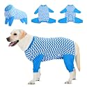 LovinPet Dog Recovery Suit, Leg Wrap Abdominal Protection, Wave Pattern, M