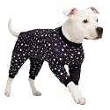 LovinPet Pitbull Dog Clothes, Pitbull Bodysuit, Lucky Stars, Black, 3XL