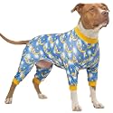 LovinPet Pitbull Dog PJs, Pitbull Bodysuit, Dreamy Bear Print, Yellow, M