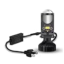 Universal H4 Mini Led Lens Projector LED Motorcycle Headlight Bulb Cool White Driving Fog Light,Hi/Lo Beam Lighting Kit Plug and Play(40 Watt H4 1pc) For All Bikes