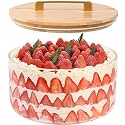LOVYANXUE 197 oz Large Glass Salad Bowl, 10 inch Trifle Bowl with Airtight Lid, Versatile Mixing and Serving Bowl for Salad, Cake, Dessert, Baking and Party Diy, Oven, Microwave & Dishwasher Safe