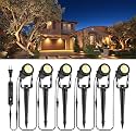 Low Voltage Landscape Lights 6 Pack, 69ft Cable Spotlight Outdoor with 12V Transformer, IP65 Waterproof Plug in Spot Lights 2700K Warm White for Yard, Plant, Lawn, Tree, Flags, Garden