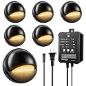 Low Voltage LED Deck Lights Kit with Transformer Timer and Photocell Sensor, IP67 Waterproof Low Voltage Landscape Lighting, Step Lights for Outdoor Walkway Stair Post Railing (6 Pack)
