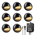 Low Voltage LED Deck Lights Kit with Transformer Timer and Photocell Sensor, IP67 Waterproof Low Voltage Landscape Lighting, Step Lights for Outdoor Walkway Stair Post Railing (8 Pack)