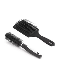 lowprice combo of cushion paddle hair brush and round hair comb brush with soft nylon bristles for women and men