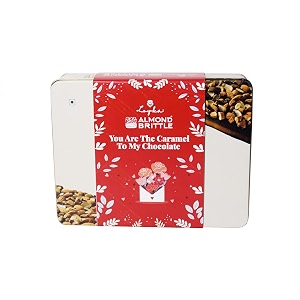loyka almond brittle 15 piece tin box with valentine sleeves