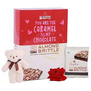 loyka almond brittle classic valentine edition box - chocolate teddy rose amp valentine39s day sleev  for your love - wife girlfriend friend husband boyfriend chocolate rose teddy amp propose day