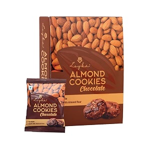 loyka chocolate almond cookies - 12 pcs no maida eggless teacoffee nutty gourmet biscuits almond flour california almonds choco-chips healthy guilt-free morningevening snack better-for-you
