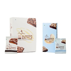 loyka combo-classic almond brittle 12pcs amp brownie cashew brittle 3pcsany time snackchoco nut dryfruit delicacyroasted nuts almonds amp cashew - 40