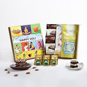 loyka holi elements gift box  gift for everyone  thandai powder holi chocolate amp brittle  ideal gift for employees amp loved ones