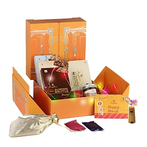 loyka open simsim diwali edition box with light amp card  assorted chocolates amp dry fruit delicacies diwali hamper  gift for everyone
