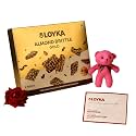 Loyka Almond Brittle Gold 8 Pcs | Valentines Day Chocolate Gift with Teddy, Rose &amp; Valentine Sticker | Premium Almond Brittle for Romantic Gifting