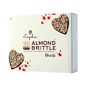 loyka valentine day limited edition heart shaped almond brittle brownie box  7 pcs  premium chocolate gift hamper  crunchy brownie  girlfriend wife friend husband boyfriend  himher