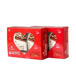 loyka valentine limited edition gift box pack of 2 - 2 pack x 4 pcs of almond brittle  premium chocolate hamper for girlfriend wife friend husband boyfriend  chocolate day
