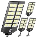 loyoele 4-Pack 9000W Solar Flood Lights Outdoor, Wide Angle 4800000LM Commercial Parking Lot Light Solar Street Light Outdoor Security IP66 Lamp for Basketball Court, Road, Garden