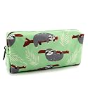 LParkin Sloth Students Super Large Capacity Canvas Pencil Case Pen Bag Pouch Stationary Case Makeup Cosmetic Bag (Green)