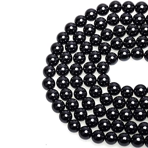 lpbeads 100pcs 8mm black onyx beads gemstone round loose beads for jewelry making with crystal stretch cord