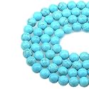 LPBeads 100PCS 8mm Blue Turquoise Gemstone Round Loose Beads for Jewelry Making with Crystal Stretch Cord