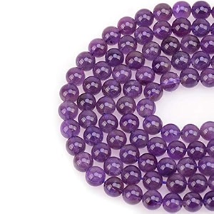 lpbeads 100pcs 8mm natural amethyst beads gemstone round loose beads for jewelry making with purple stretch cord