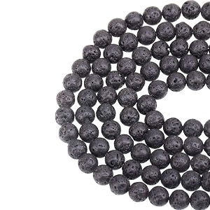 lpbeads 100pcs 8mm natural black lava beads gemstone round loose beads for jewelry making with crystal stretch cord
