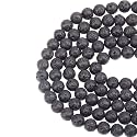 LPBeads 100PCS 8mm Natural Black Lava Beads Gemstone Round Loose Beads for Jewelry Making with Crystal Stretch Cord