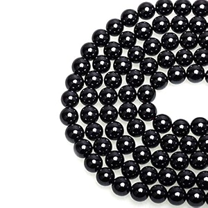 lpbeads 100pcs 8mm natural black obsidian beads gemstone round loose beads for jewelry making with crystal stretch cord