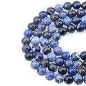 LPBeads 100PCS 8mm Natural Blue Sodalite Beads Gemstone Round Loose Beads for Jewelry Making with Crystal Stretch Cord